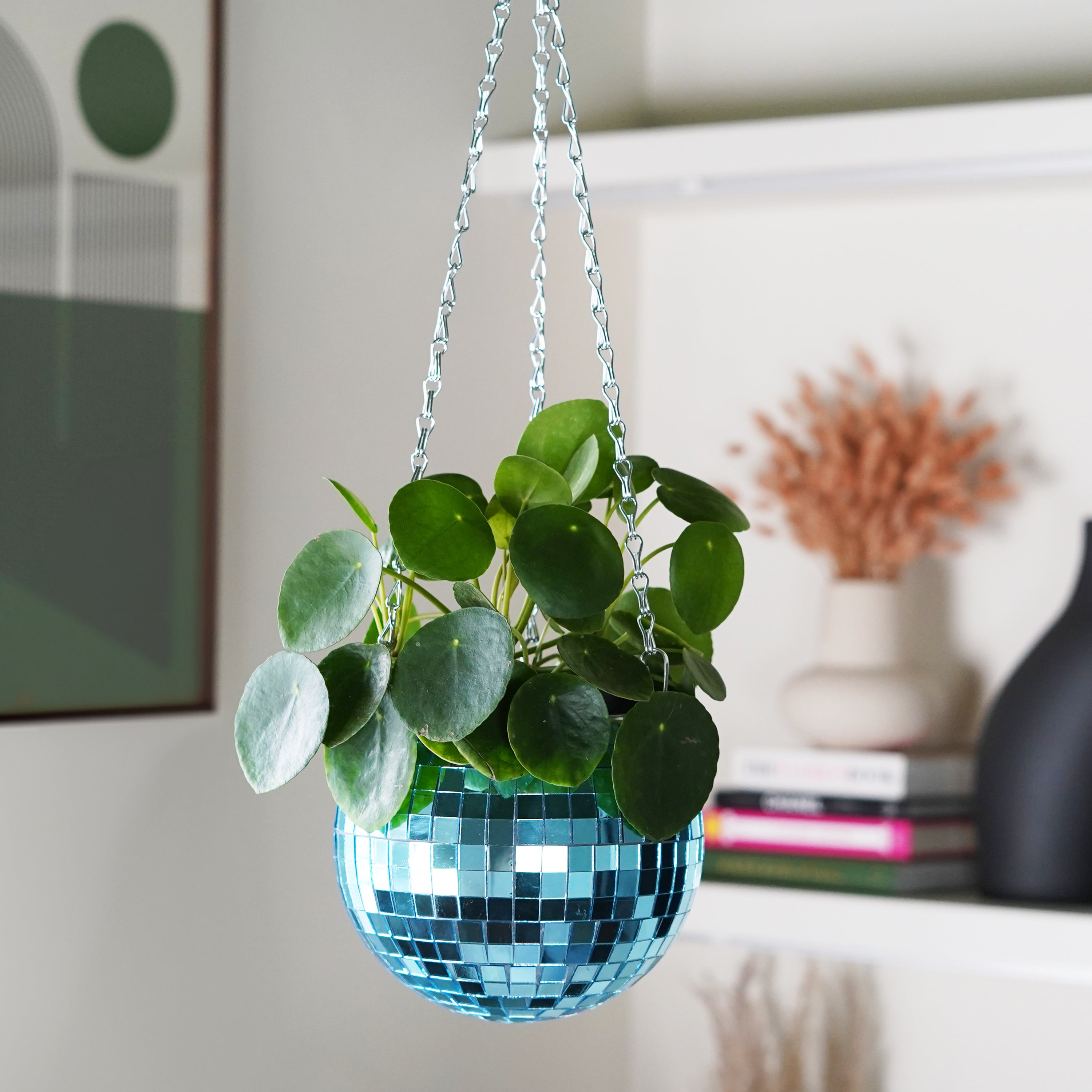 Disco Ball Hanging Planter Blue (6-inch)