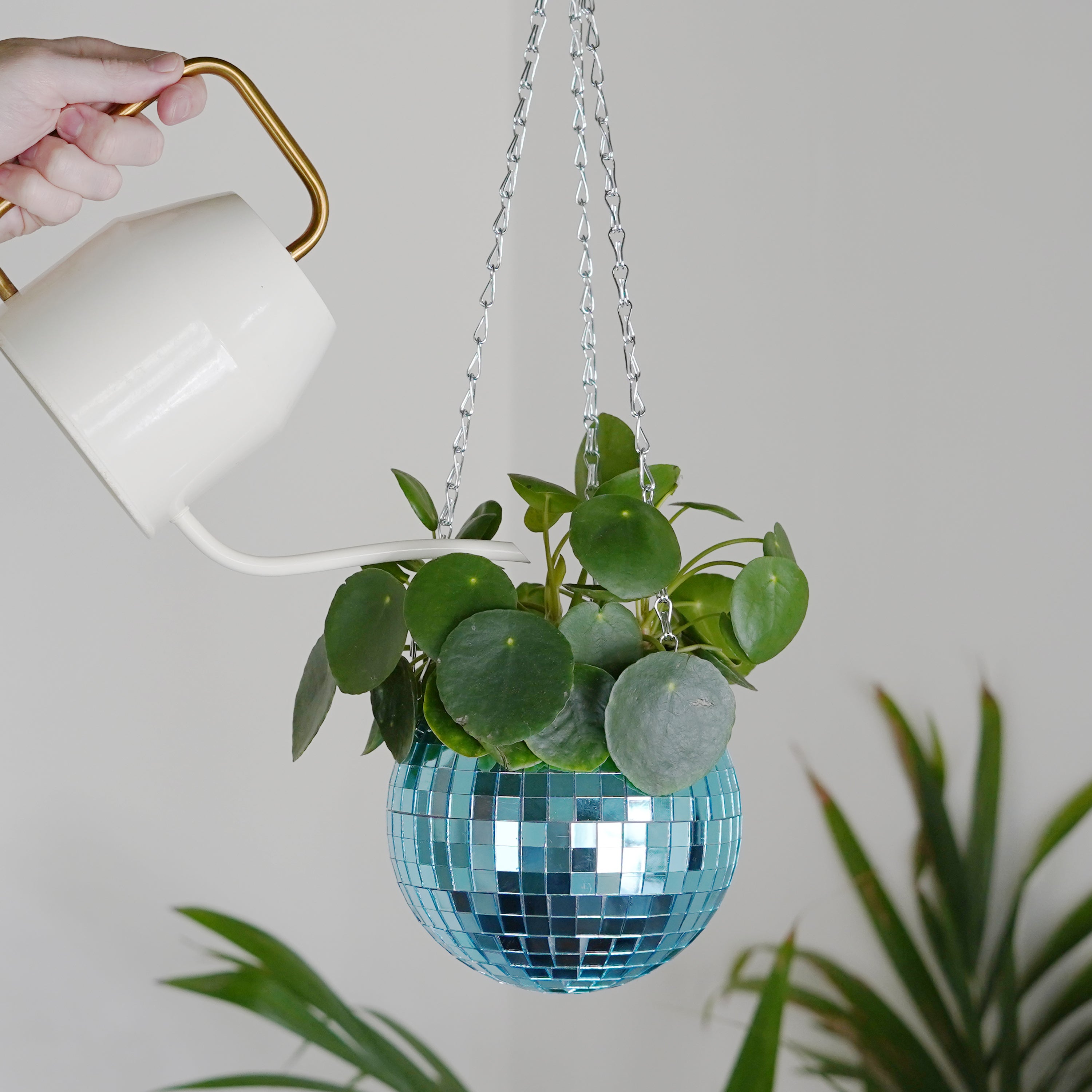 Disco Ball Hanging Planter Blue (6-inch)