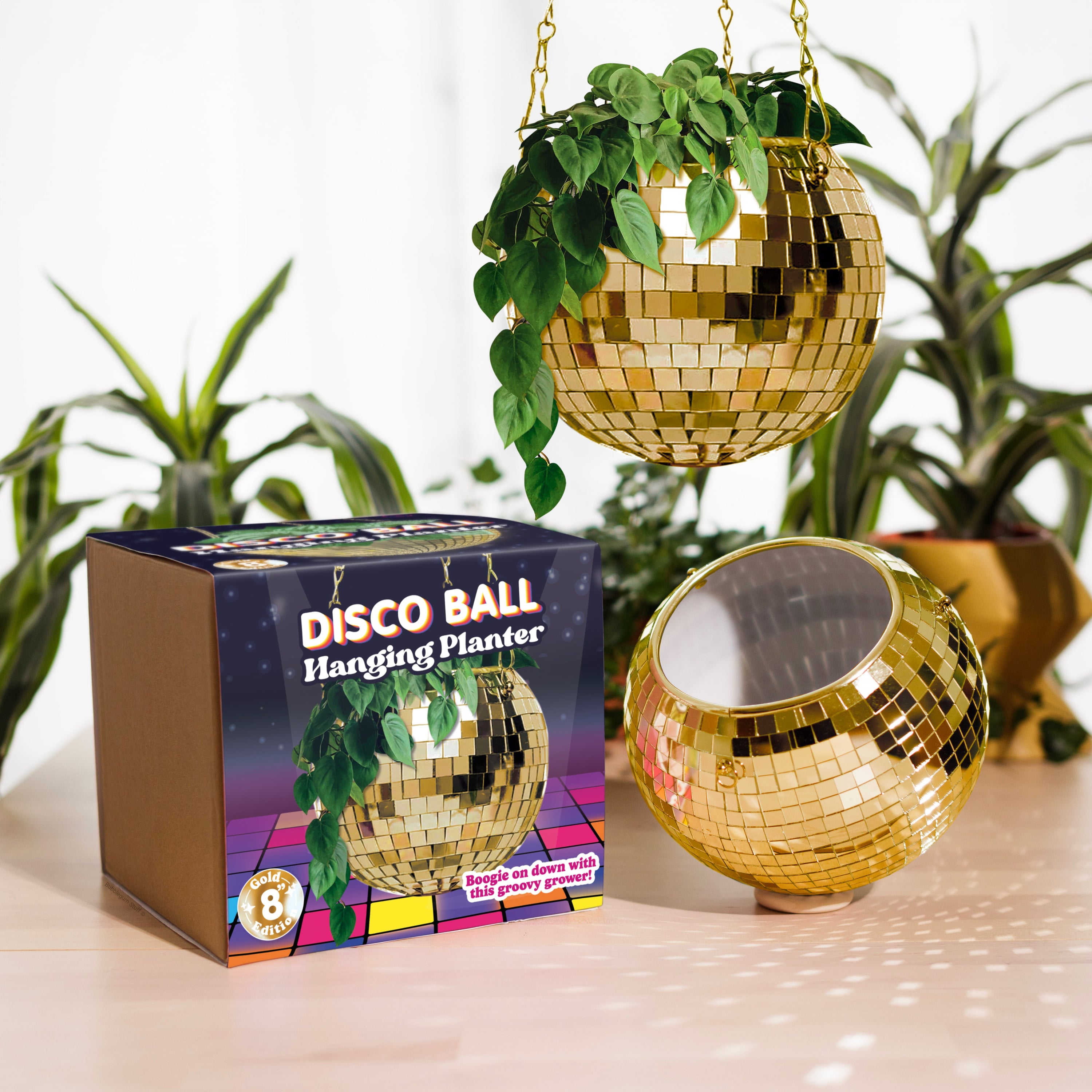 Disco Ball Hanging Planter - Gold (8-inch)