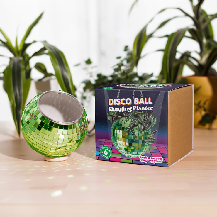 Disco Ball Hanging Planter: Green (6-inch)