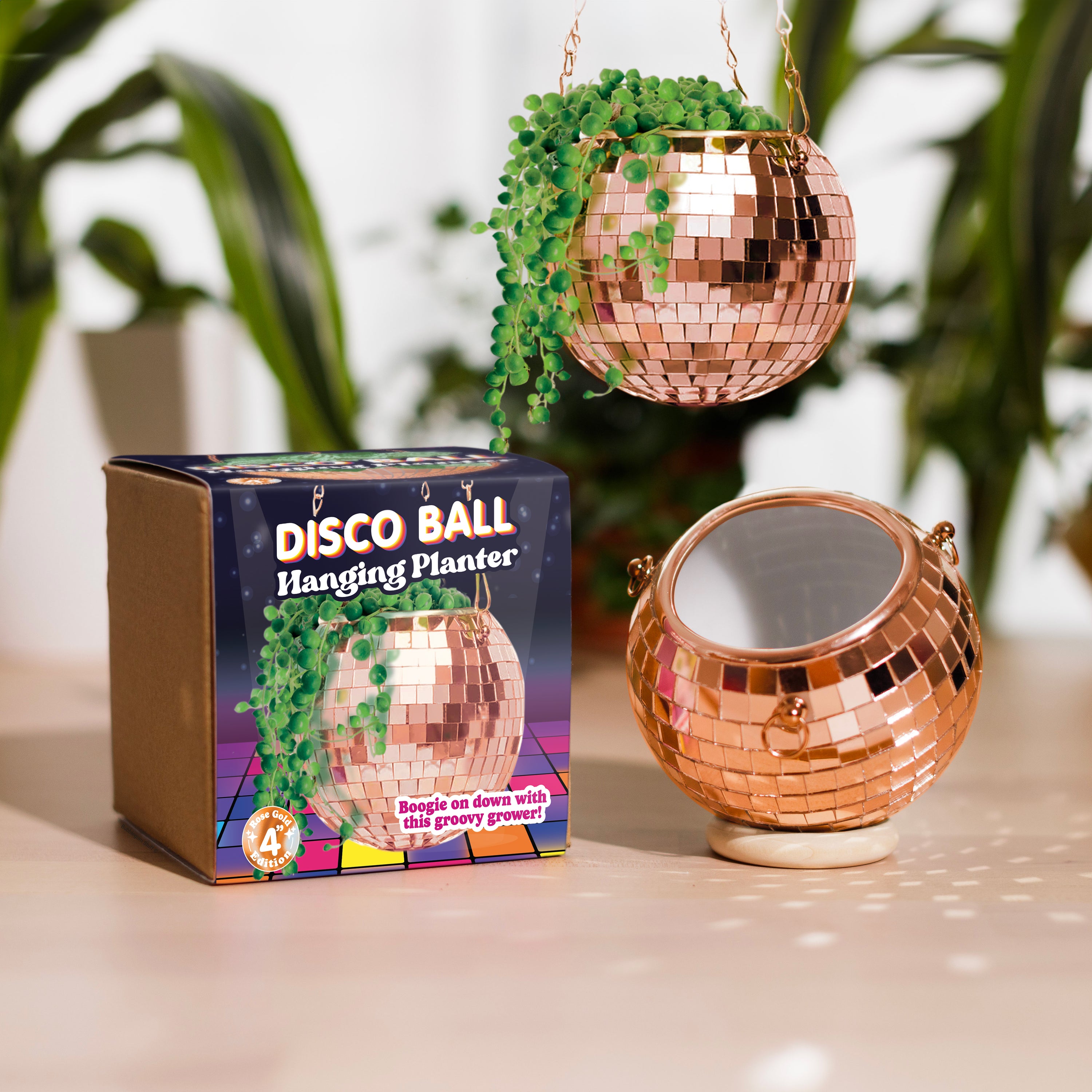 Disco Ball Hanging Planter - Rose Gold (4-inch)