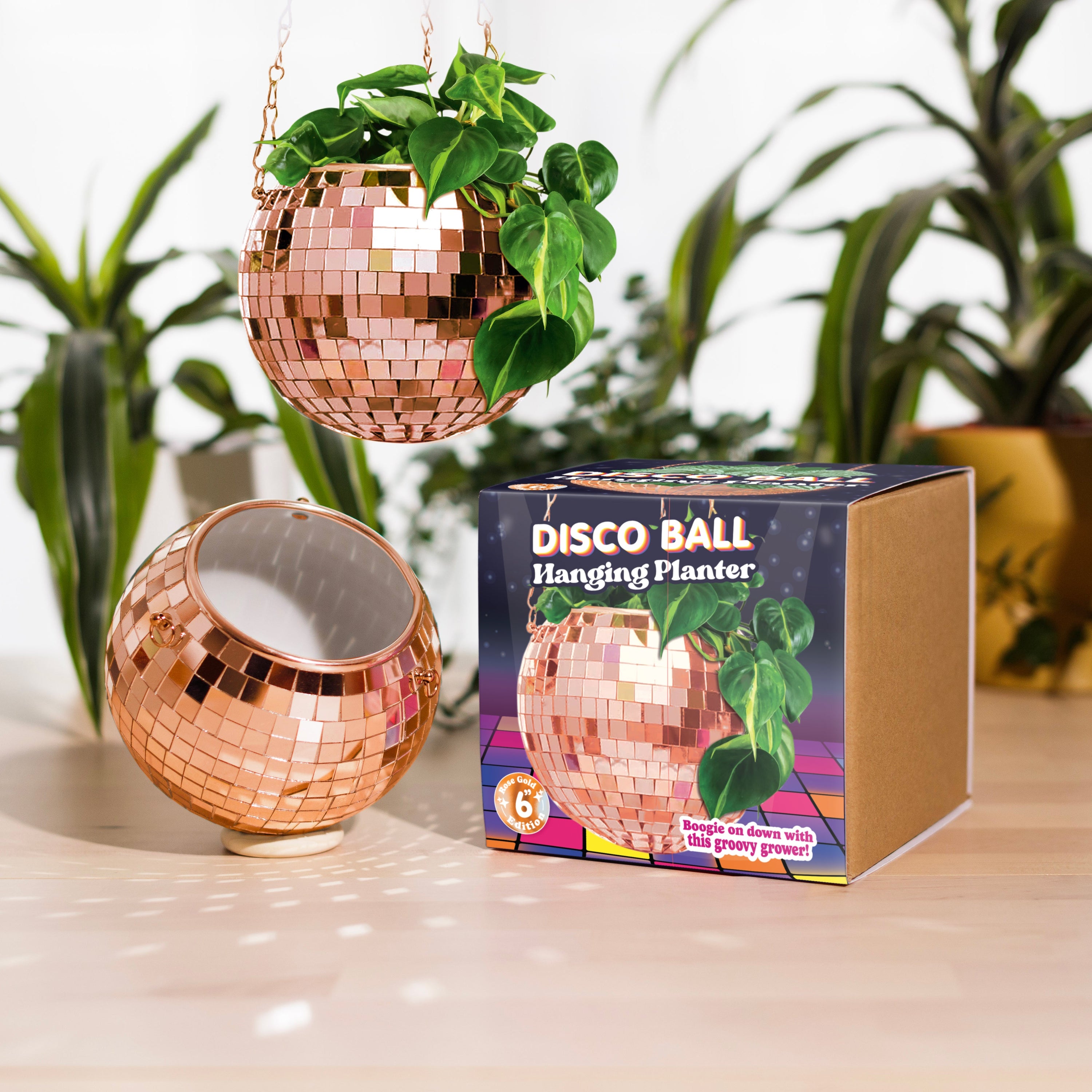 Disco Ball Hanging Planter - Rose Gold (6-inch)