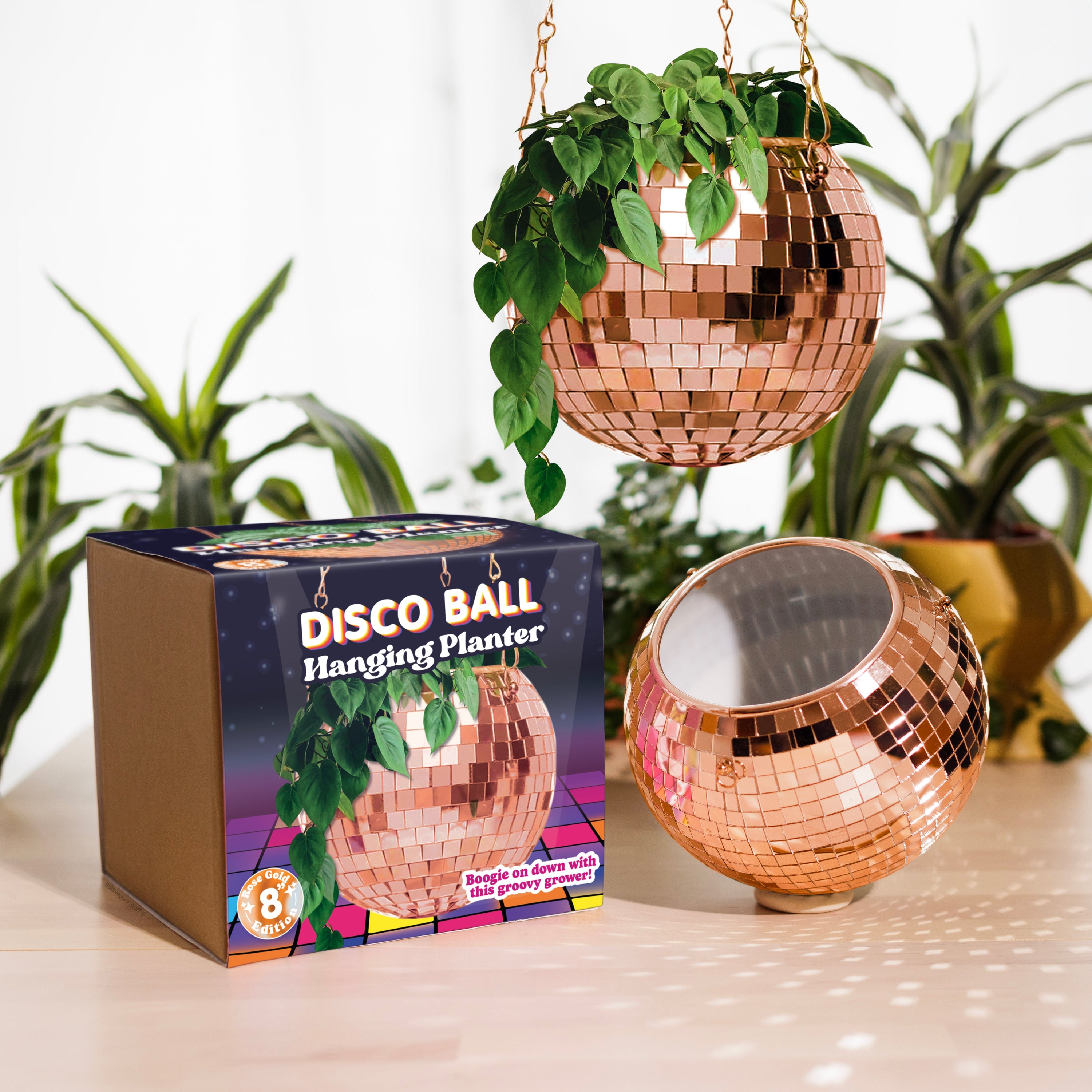 Disco Ball Hanging Planter - Rose Gold (8-inch)