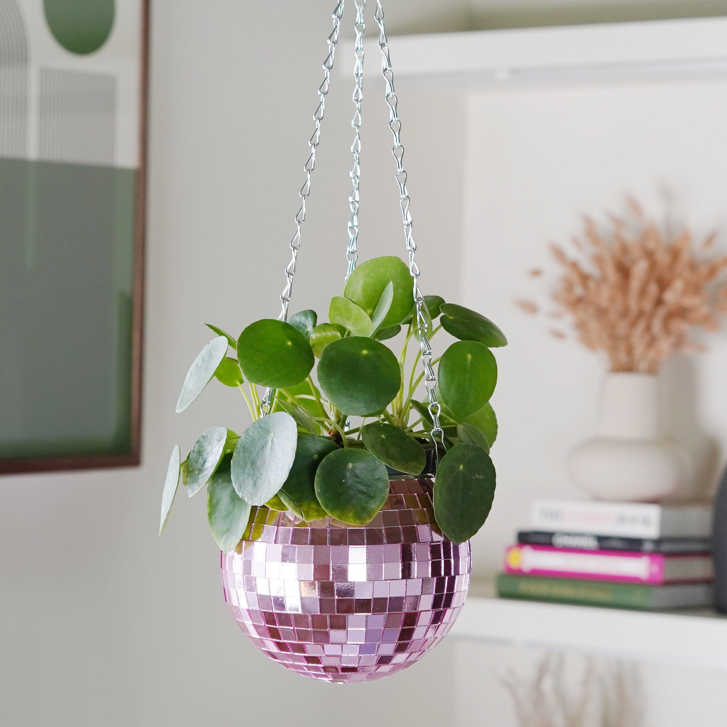 Disco Ball Hanging Planter: Pink (6-inch)