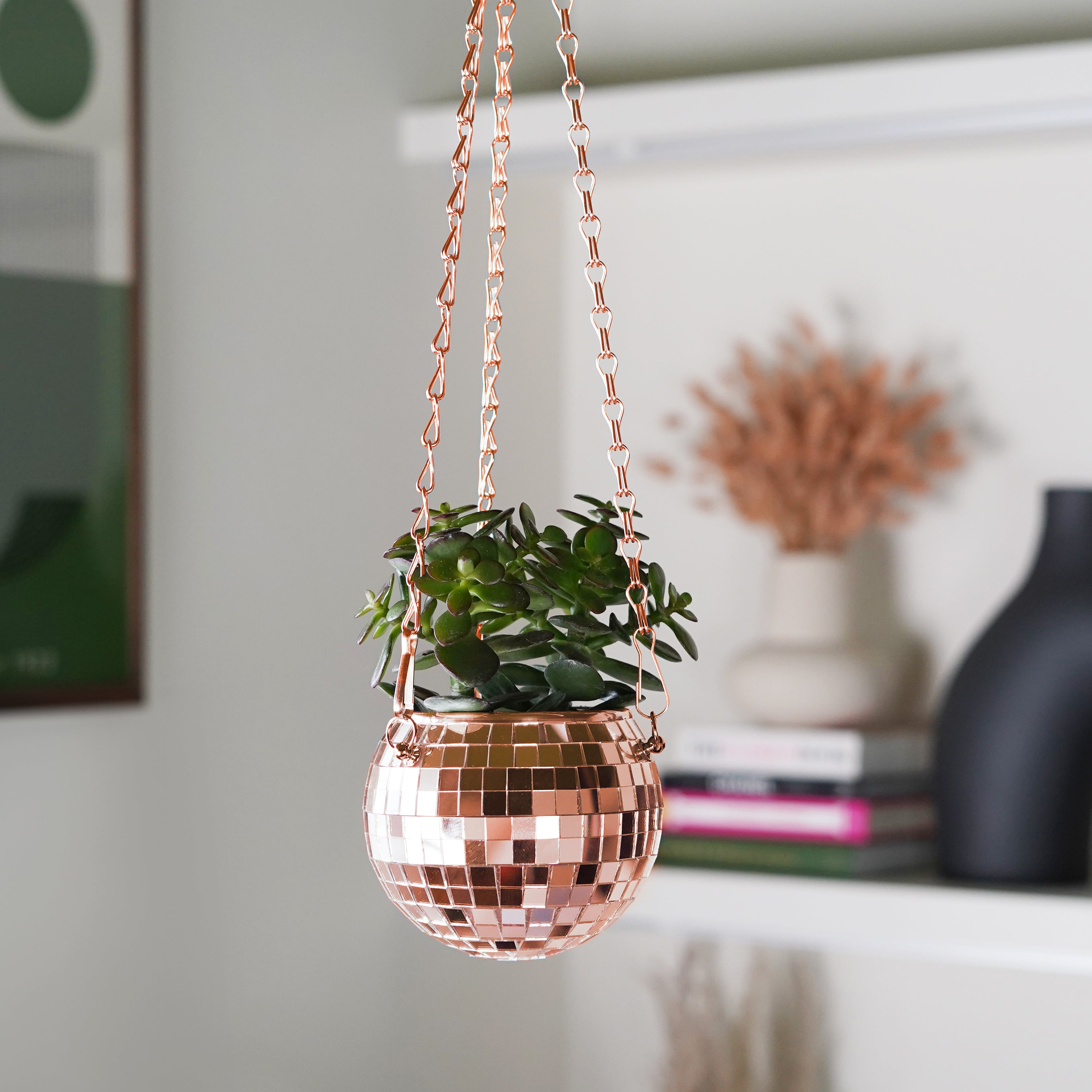 Disco Ball Hanging Planter - Rose Gold (4-inch)