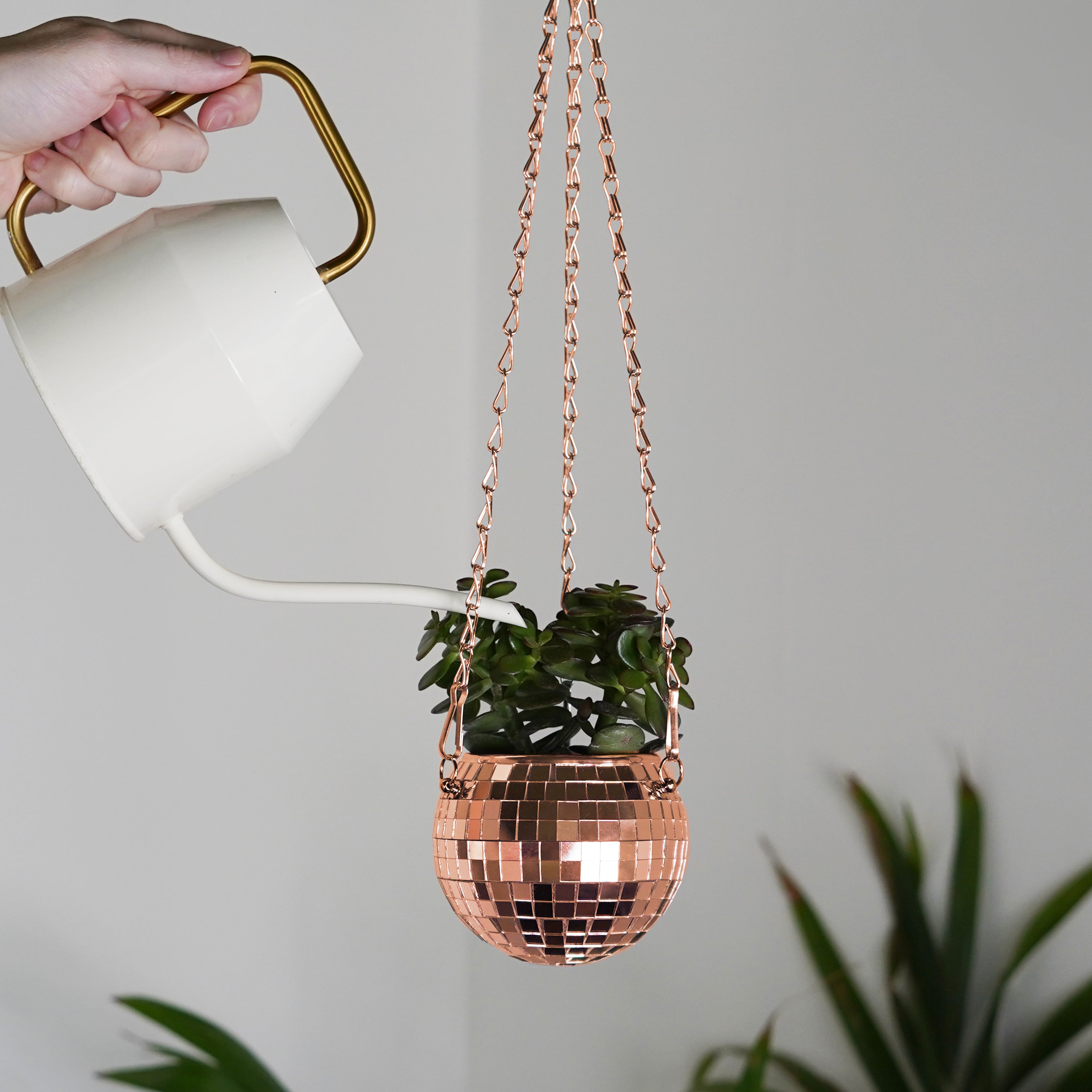 Disco Ball Hanging Planter - Rose Gold (4-inch)