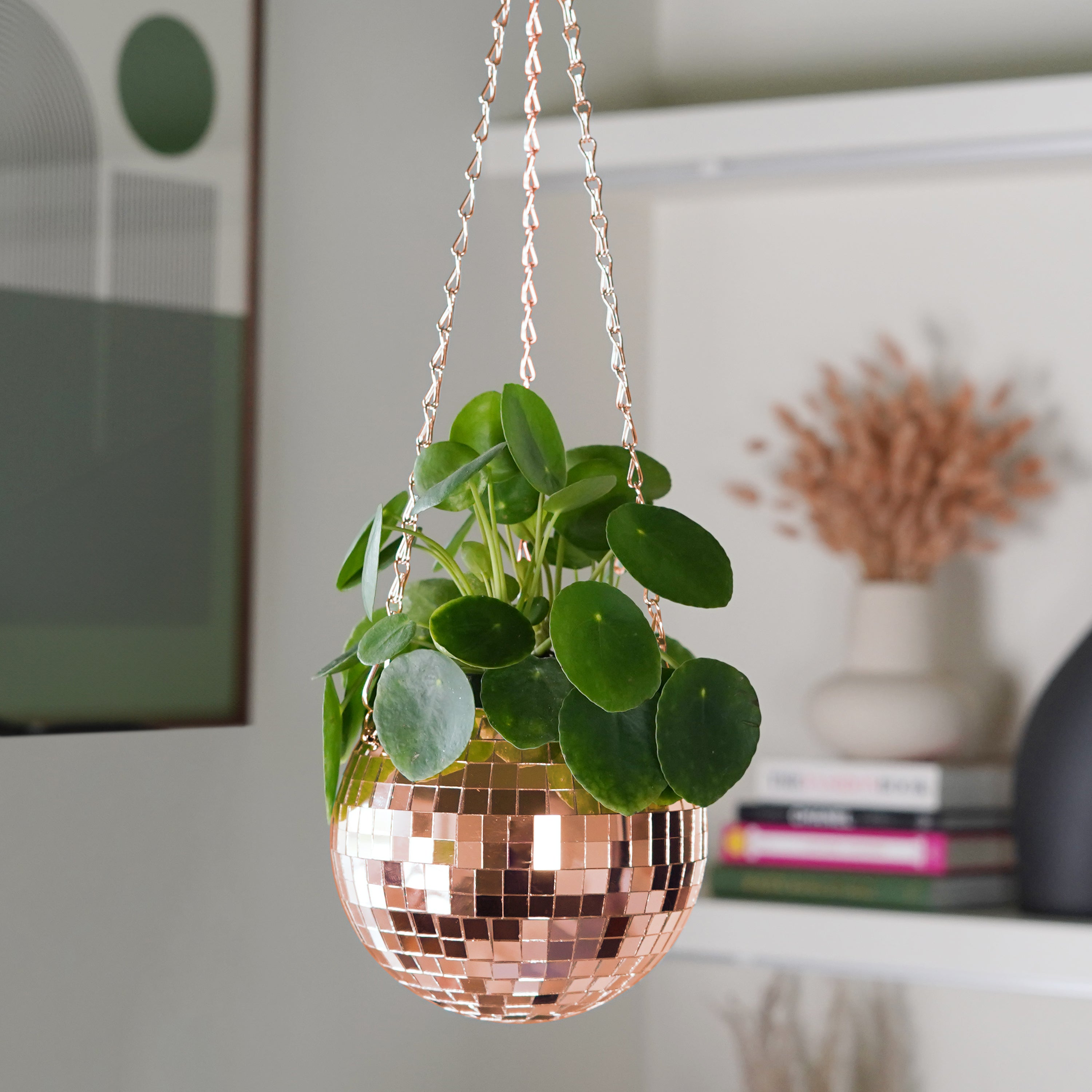 Disco Ball Hanging Planter - Rose Gold (6-inch)