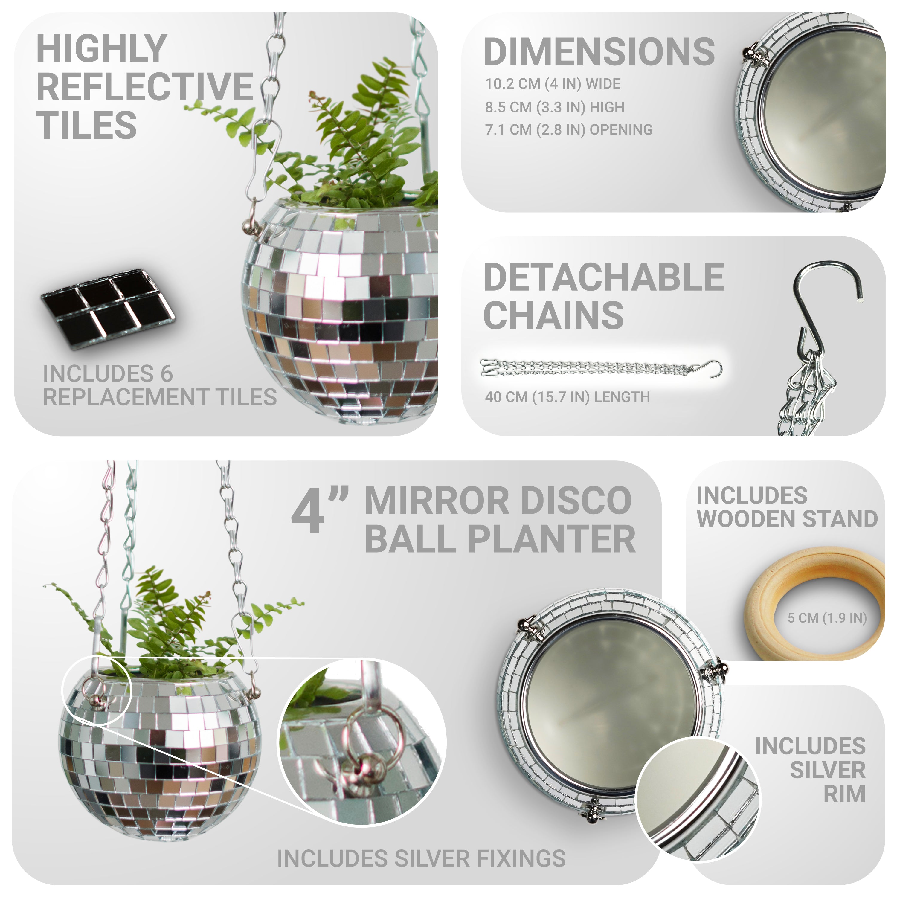 Disco Ball Hanging Planter (4-inch)