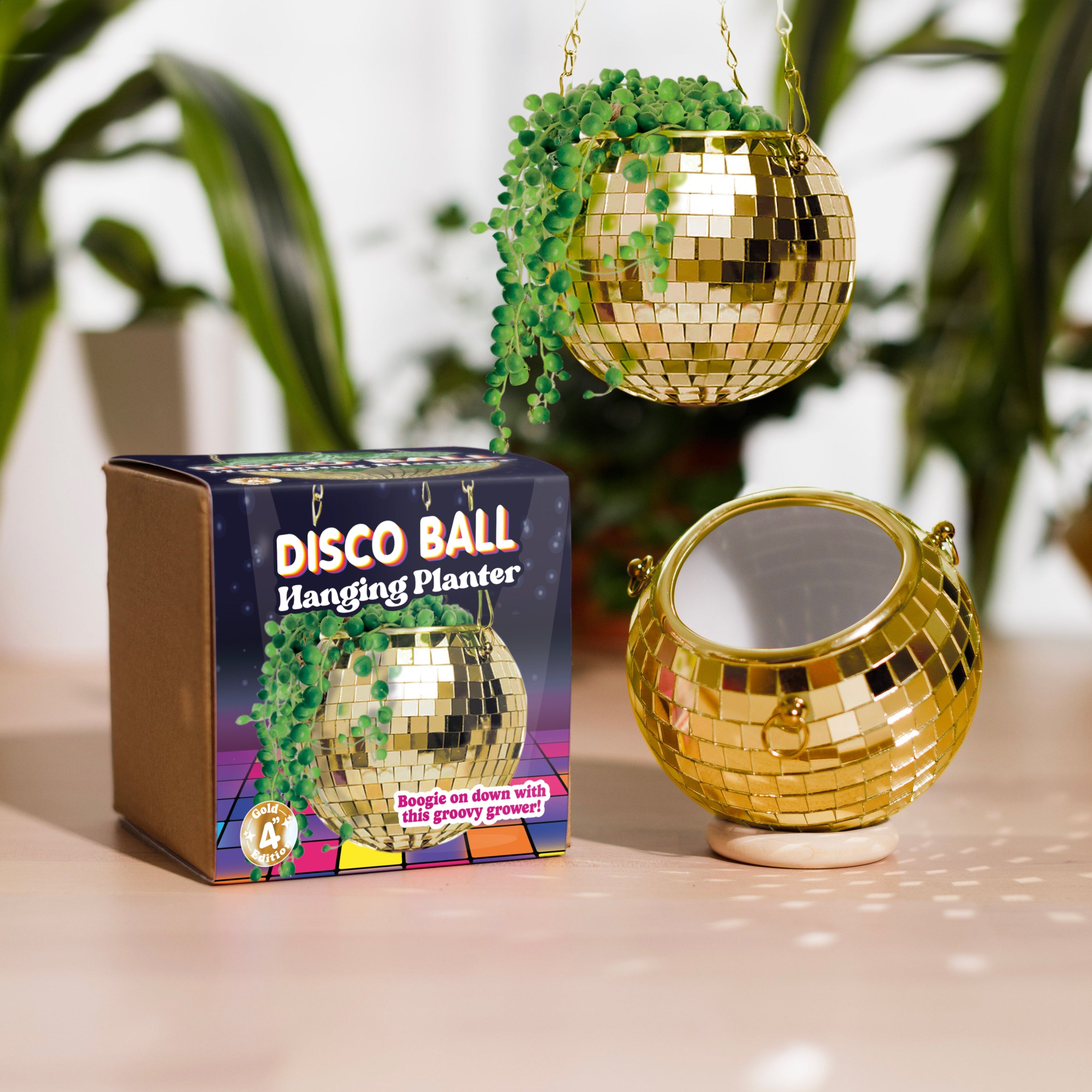 Disco Ball Hanging Planter - Gold (4-inch)