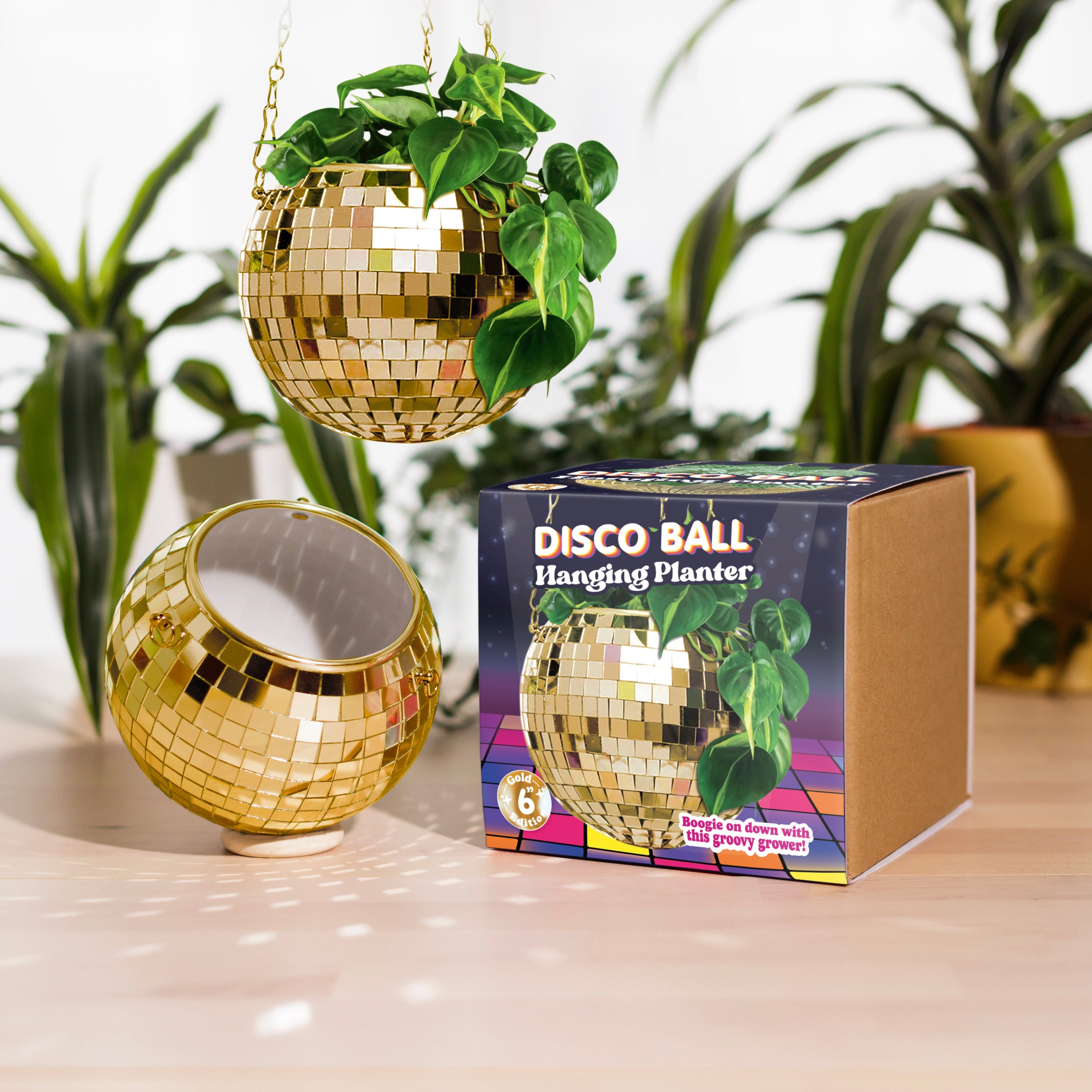 Disco Ball Hanging Planter - Gold (6-inch)