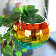 Disco Ball Hanging Planter - Rainbow (8in)