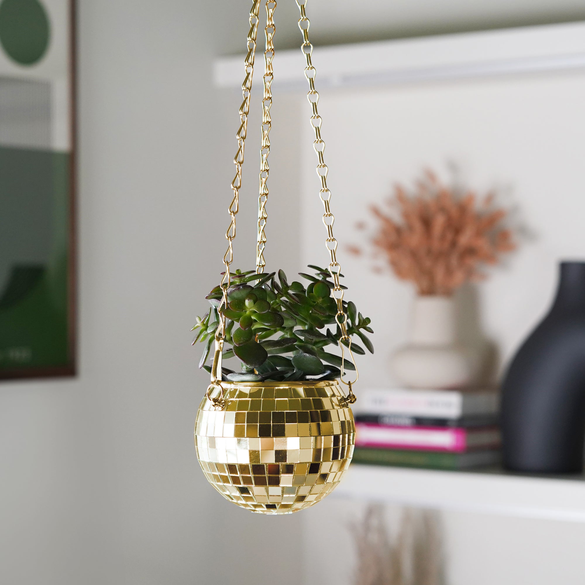 Disco Ball Hanging Planter - Gold (4-inch)