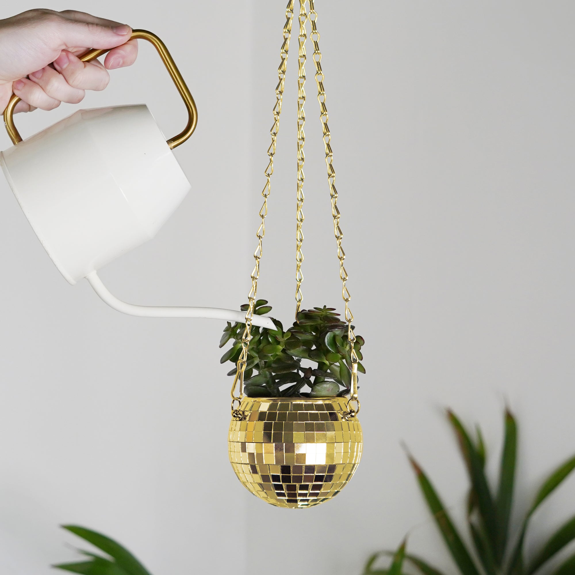 Disco Ball Hanging Planter - Gold (4-inch)