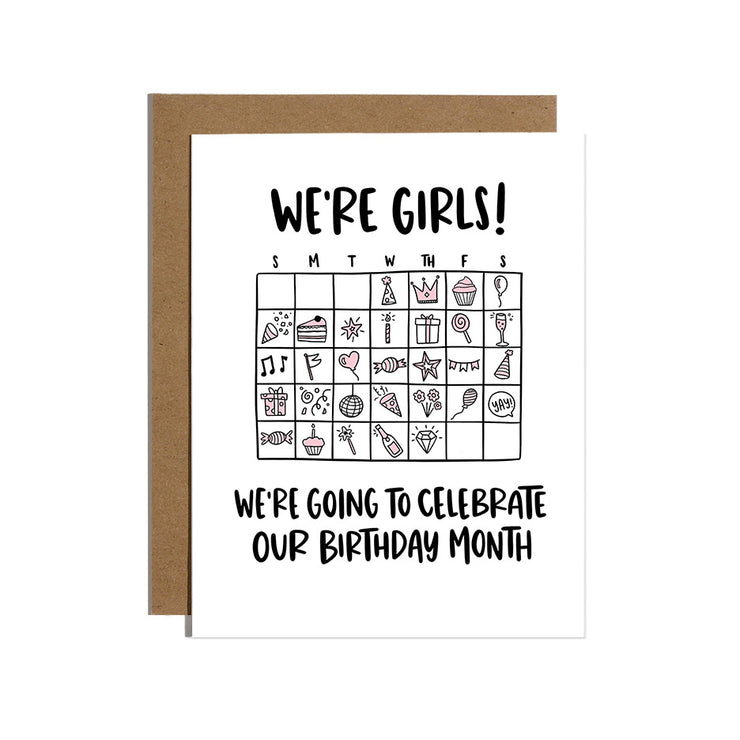 We're Girls Greetings Card