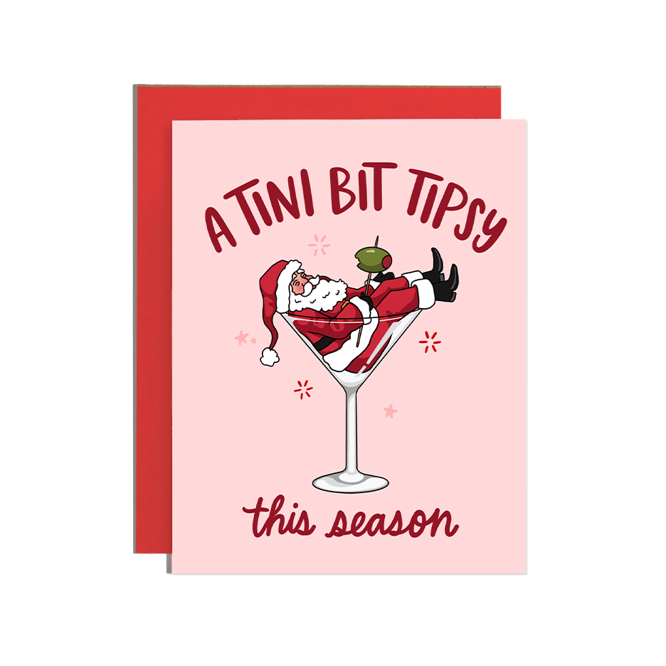 Tini Tipsy Santa Christmas Card