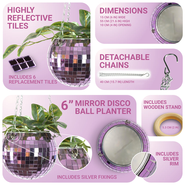 Disco Ball Hanging Planter Lilac (6-inch)