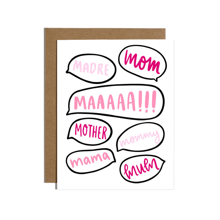 Mum Word Bubbles Greeting Card