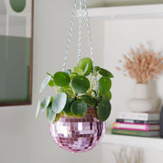 Disco Ball Hanging Planter: Pink (6-inch)