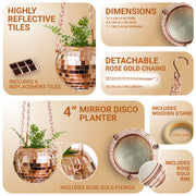 Disco Ball Hanging Planter - Rose Gold (4inch)