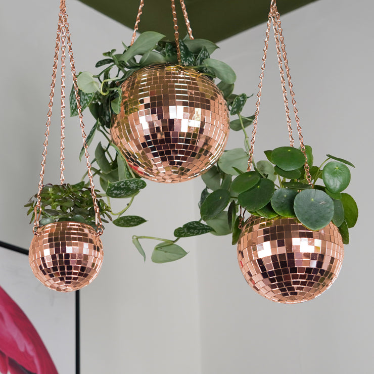 Disco Ball Hanging Planter - Rose Gold (6inch)