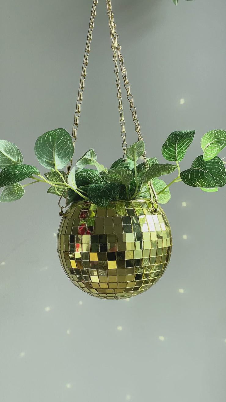 Disco Ball Hanging Planter - Gold (6inch)